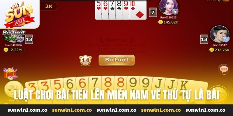 Luật chơi bài tiến lên miền Nam về thứ tự lá bài